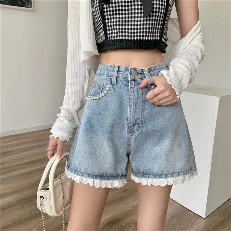 Sweet denim shorts      S346 Refined Women's Velvet