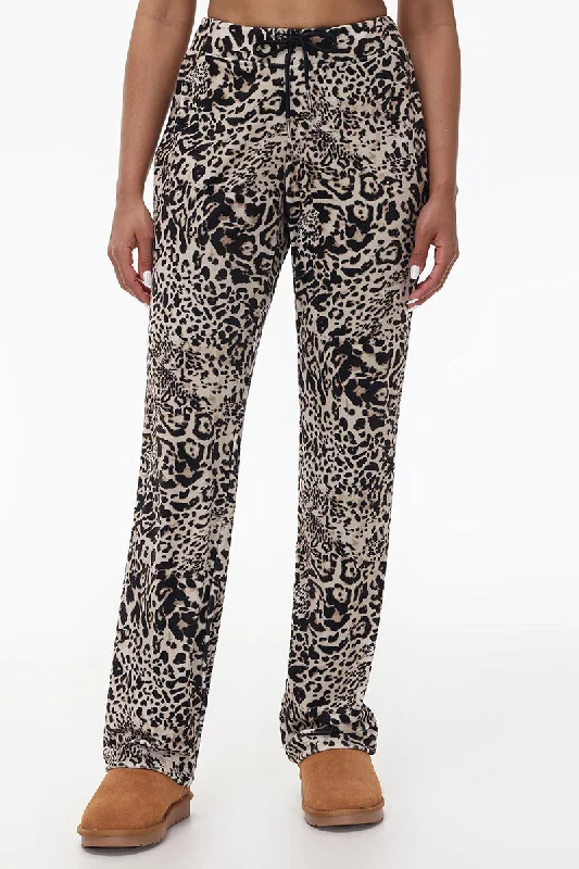 Animal Print Small Bling Velour Track Pants Country