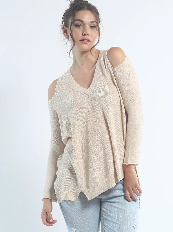 Cold Shoulder V Neck Bold Women's Statement