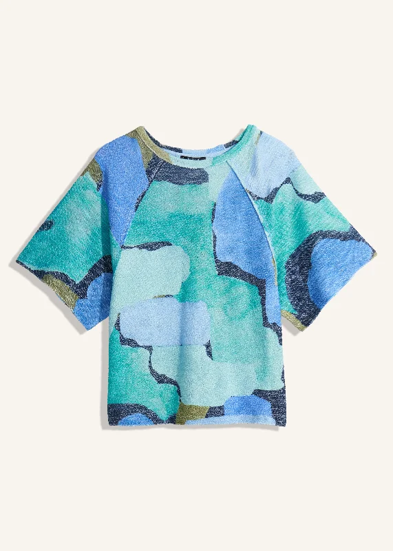 3/4 Sleeve Printed Top, Tidal Pool Confident Women's Power
