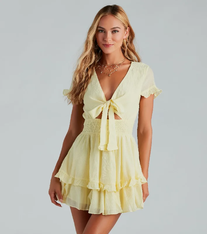 Ray Of Beauty Ruffled Short Skater Dress Refined Women's Classic 