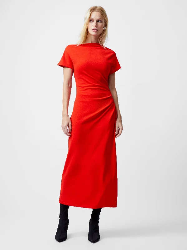 Valetta Gathered Off Shoulder Midi Dress Edgy Women's Punk