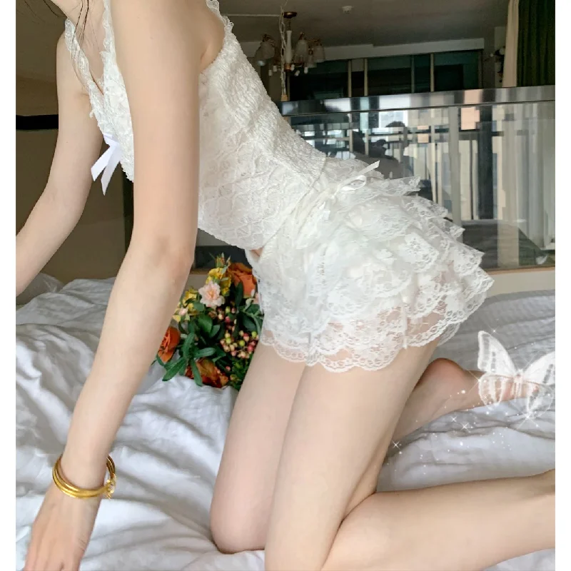 White Lace Shorts  PL52650 Confident Women's High - fashion
