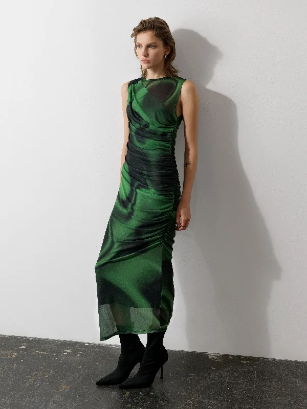 Tarissa Mesh Sleeveless Maxi Dress Traditional Women's Wool