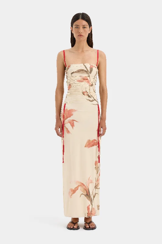 Hana Ruched Midi Dress Elegant Women's 