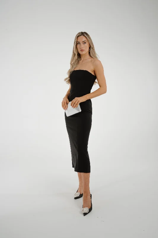 Pia Strapless Midi Dress In Black Monochromatic All - in - one