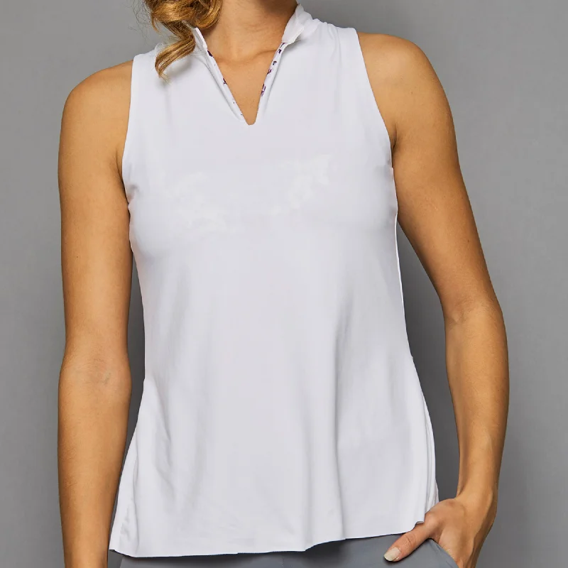 Rhapsody Sleeveless Collar Top (white) Refined Women's Velvet
