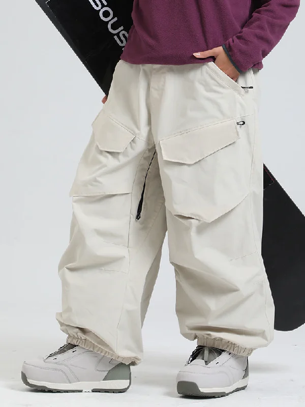 Women's Gsou Snow Urban Slope KneeFlex Cargo Pockets Baggy Snow Pants Cool Women's Distressed