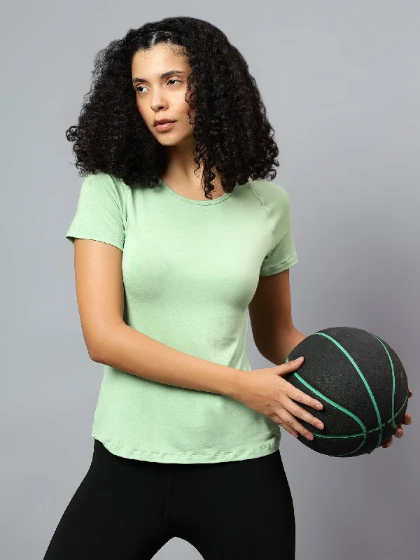 Fitkin Women's Lime Green Ecofriendly Tencel Active Tshirt Refined Women's Classic 