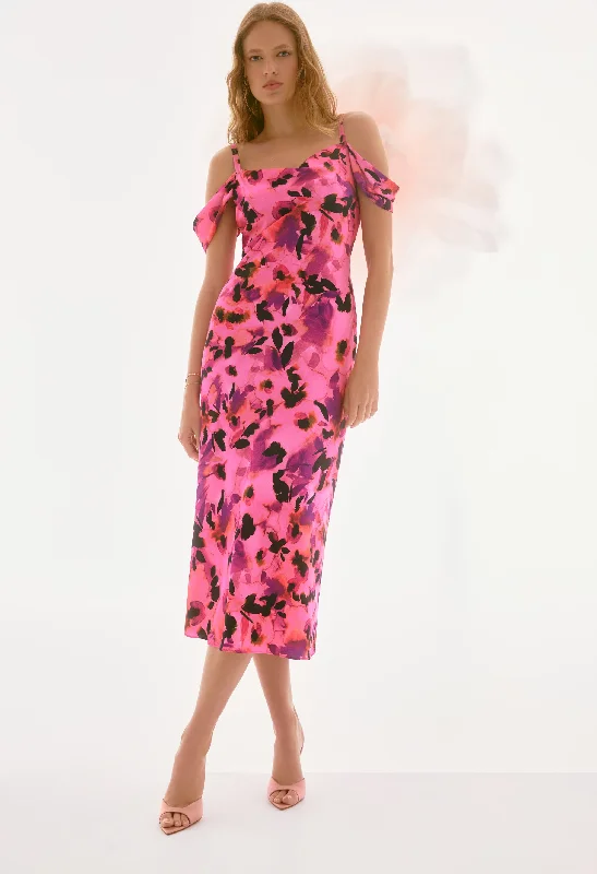 Floral Cold-shoulder Dress Modern Women's 