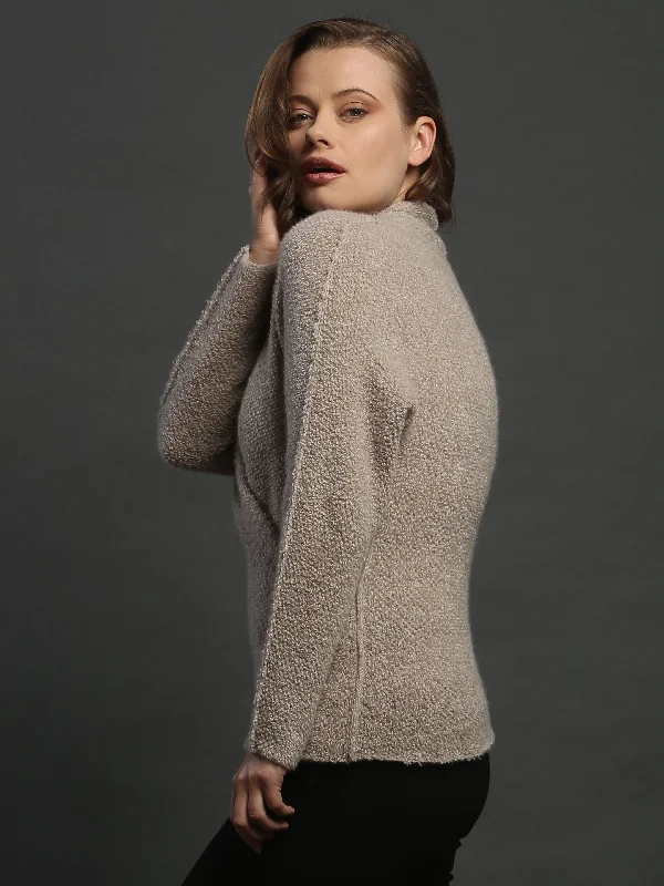 Textured Cross Pullover Laid - back Women's Style