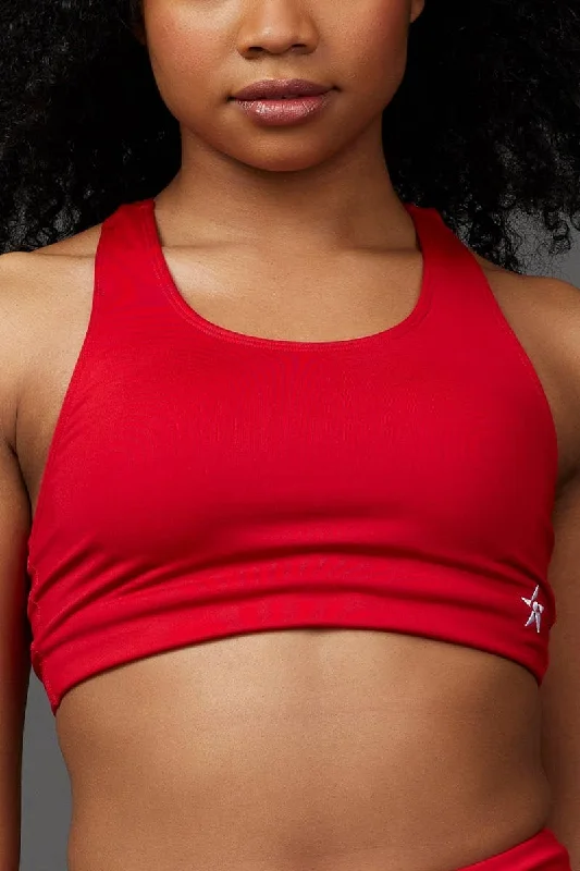 On the Go Sports Bra in Red Trendy Women's 