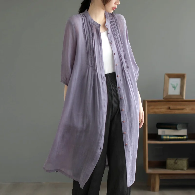Summer Retro Linen Solid Loose Midi Dress Laid - back Women's Vibe
