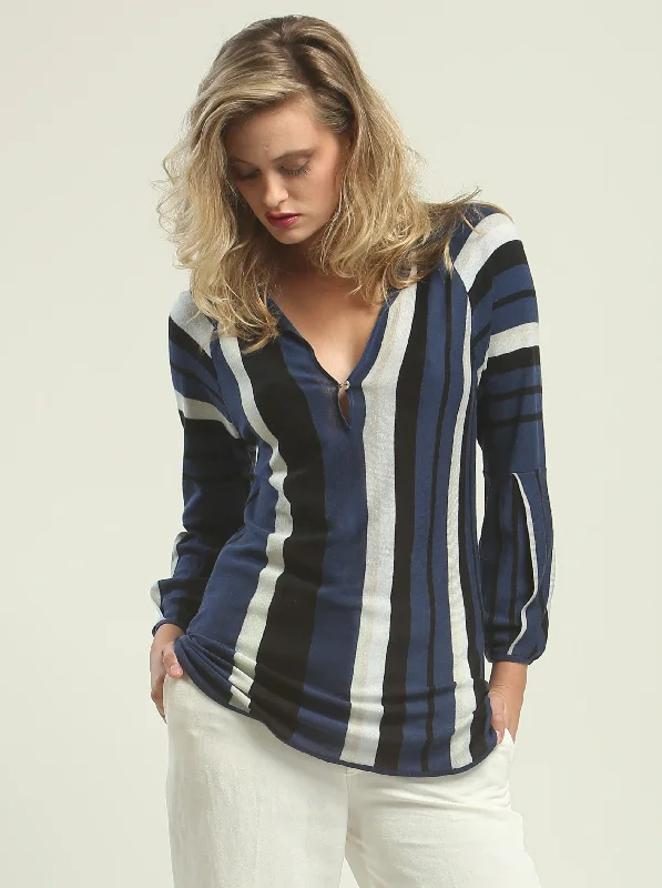 Multi-Color Stripe Tunic Sporty Women's Tennis