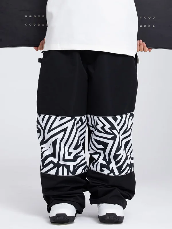 Men's Swaggy Knee Reflective Graphic Panel Cargo Snow Pants French