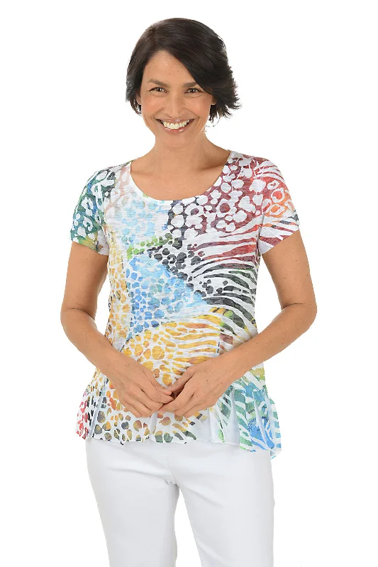 Colorful Safari Burnout Knit Top Casual Women's Japanese 