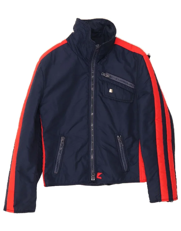 VINTAGE Womens Padded Jacket IT 48 XL Navy Blue Polyamide Traditional Women's Wool