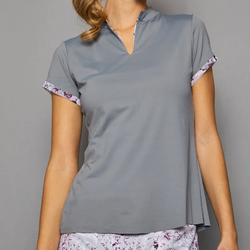 Rhapsody Cap-Sleeve Collar Top (grey) Practical Women's Quick - dry