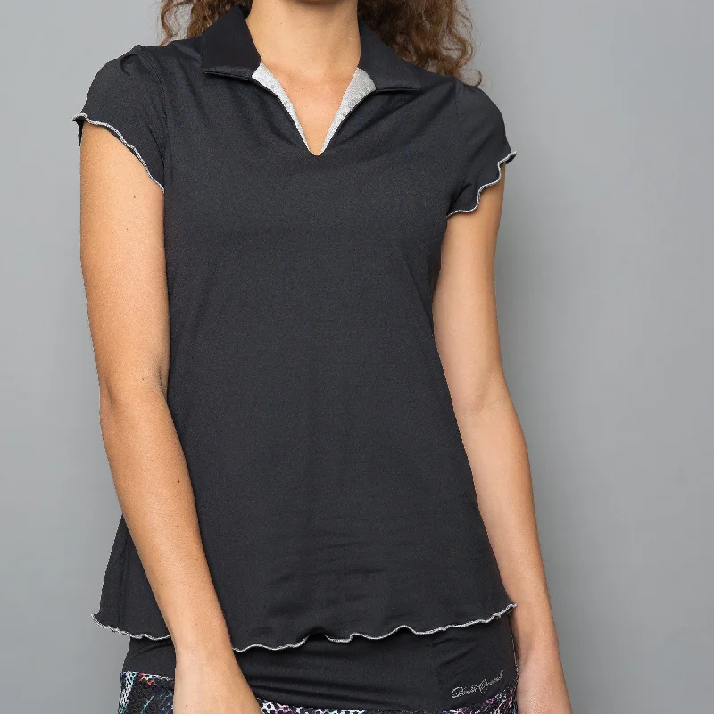 Vivid Dark Collar Top (black) Vacation