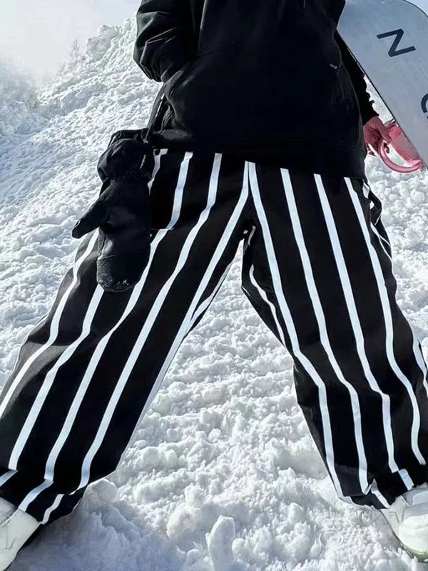 Women's Fancy Stripe Baggy Snowboard Pants Artistic Women's Avant - 
