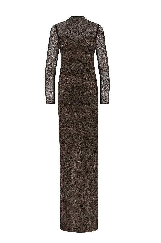 Crystal-embellished striking maxi dress Monochromatic Office Style
