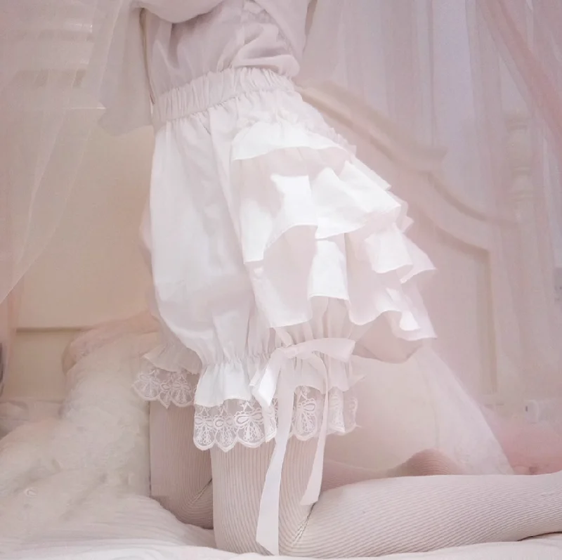 Instant Shipping! Bow Lace Cotton Ruffle Bloomers Tough Women's Military - inspired