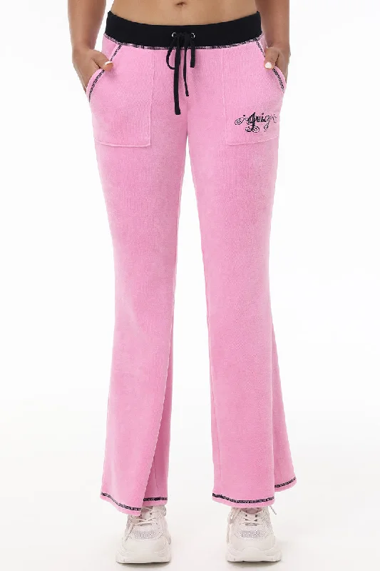 Sweetheart Cotton Velour Track Pants Sporty Women's Athleisure 