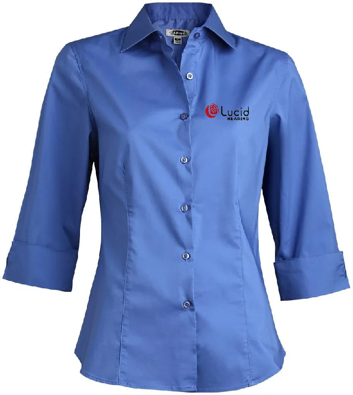 Edwards Ladies Tailored Full Placket Stretch Blouse Feminine Women's Soft 