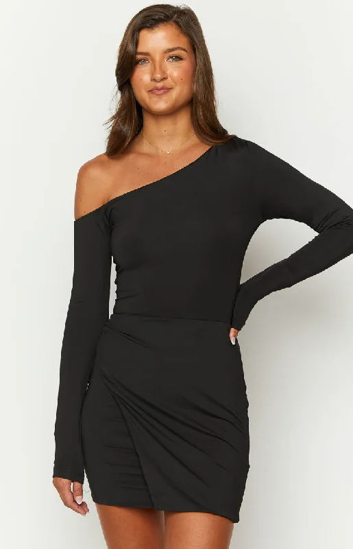 Antonio Black Long Sleeve Mini Dress Modern Women's Tech