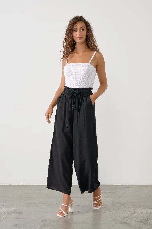 Wide Leg Pant -Black Cozy Women's Sherpa - lined