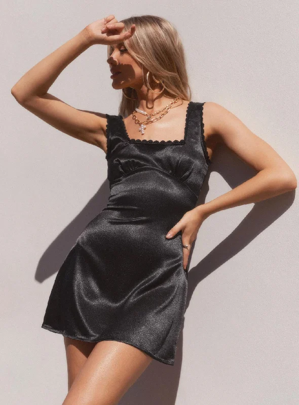 Berlin Satin Mini Dress Black Athletic Women's 