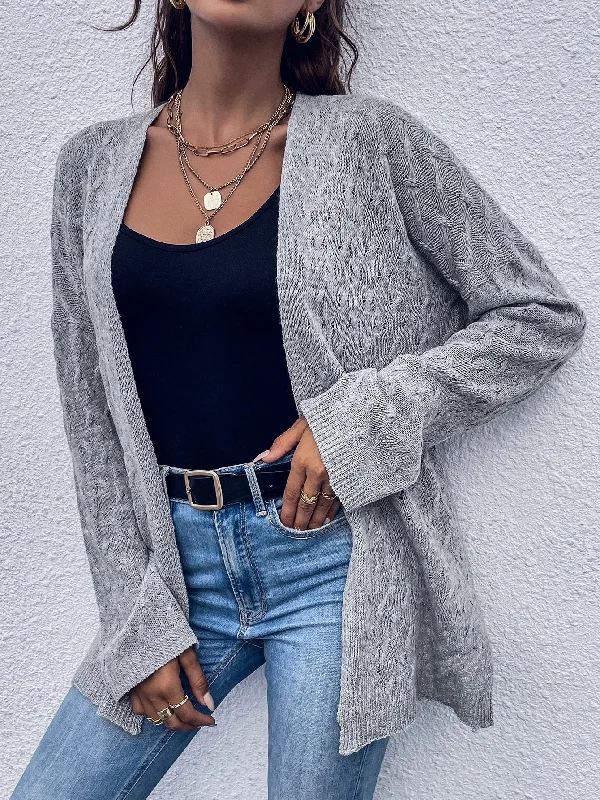 Casual Plain Split Long Sleeve Short Women Cardigan Cool Women's Skate