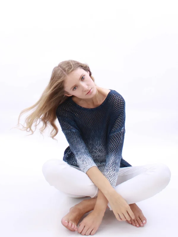 Hand Sprayed Mesh Crewneck Pullover Classic Women's Tweed