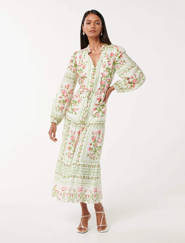 Tara Petite Printed Midi Dress Cool Women's Distressed