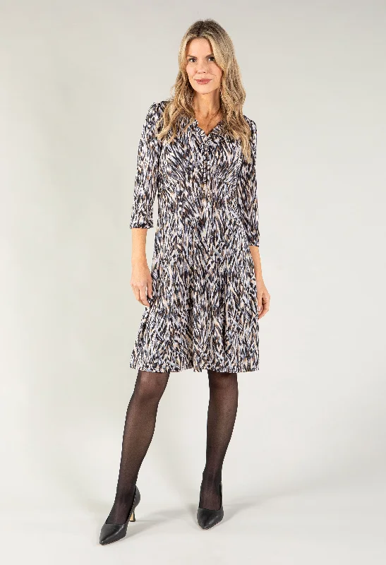 Tie Detail V Neck Midi Dress Relaxed Women's 