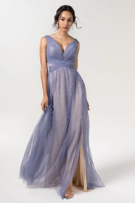 A-Line Floor Length Sparkling Tulle Bridesmaid Dress Formal Dresses CB0609 Streetwear Style for 