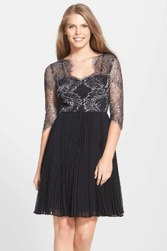 Adrianna Papell - 15238510 Illusion V Neck A Line Cocktail Dress Artistic Women's Hand - painted
