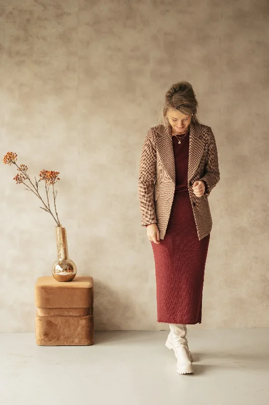 Pied de poule blazer long Tough Women's Military - inspired