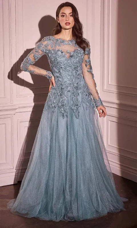 Andrea and Leo MA108 - Illusion Long Sleeve Evening Gown Classic Women's Tweed