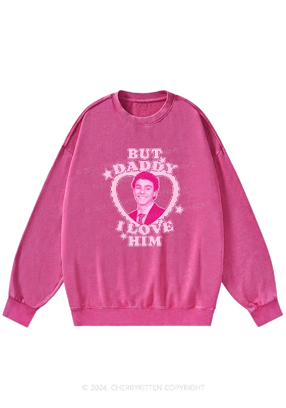 Daddy I Love Him Luigi Y2K Washed Sweatshirts Cherrykitten Hip Women's Retro