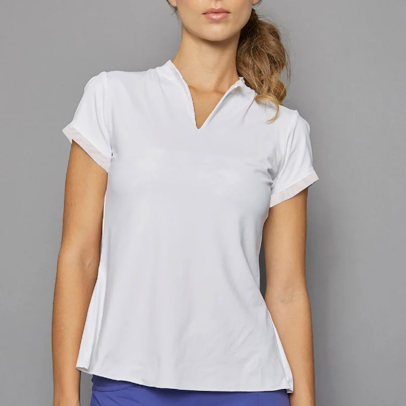 Pure White Cap-Sleeve Collar Top Streetwear Style for 