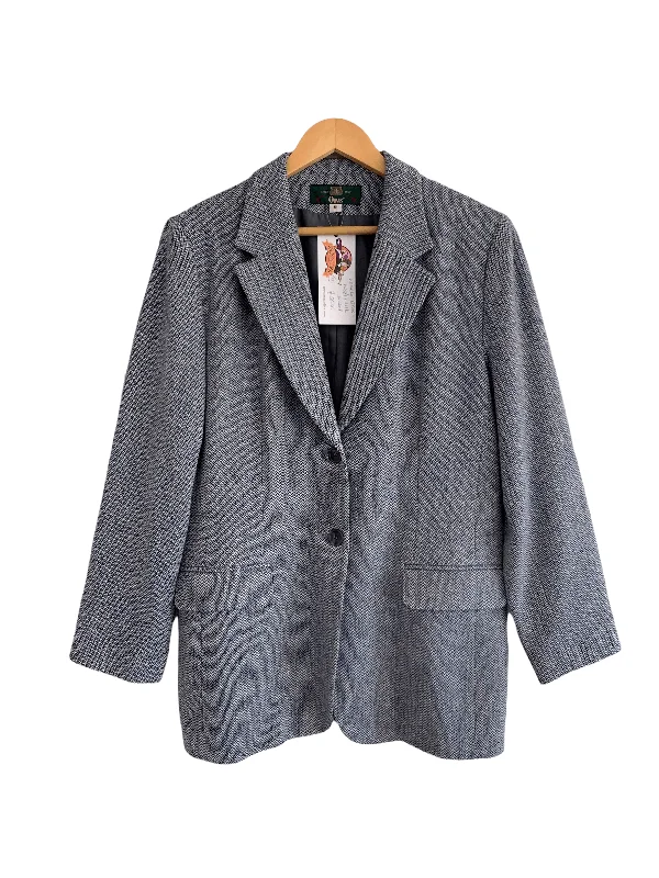 Orvis Wool and Silk Single Breasted Jacket Blue UK Size 12 Laid - back Women's Style