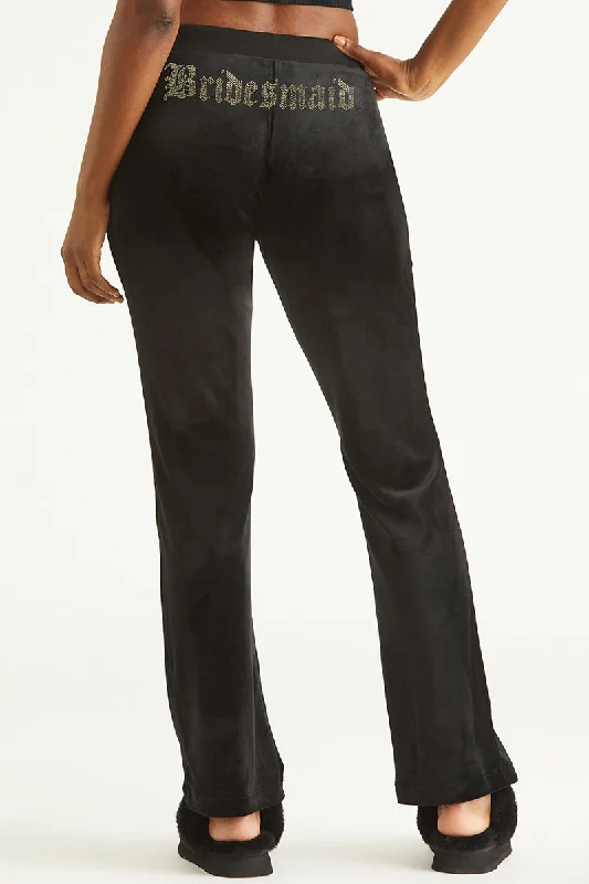 Bridesmaid Big Bling Velour Track Pants Youthful Women's Pop