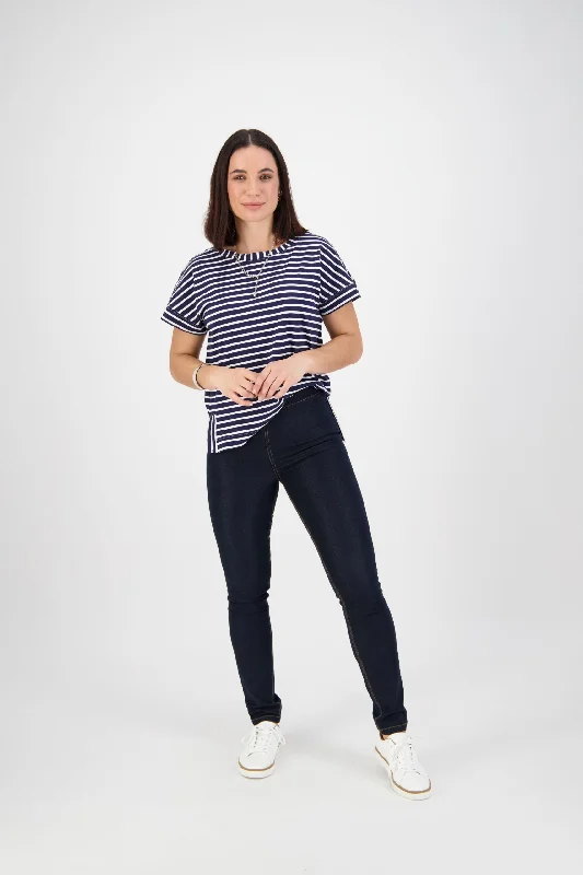 Vassalli Pull On Jean with Contrast Stitching 230CS Cool Women's Distressed