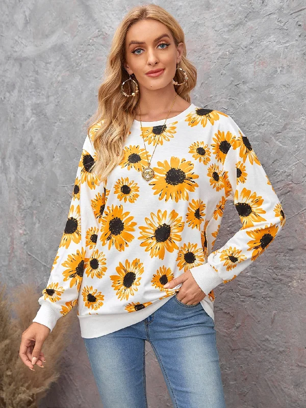 Casual All Over Print Long Sleeve Round Neck Regular Women Sweatshirt Elegant Women's Formal 
