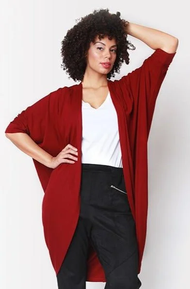 Mia Cocoon Cardigan // Bordeaux Geometric