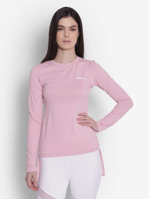 JUMP USA Women Solid Long Sleeve Round Neck T-shirt Hip Women's Urban