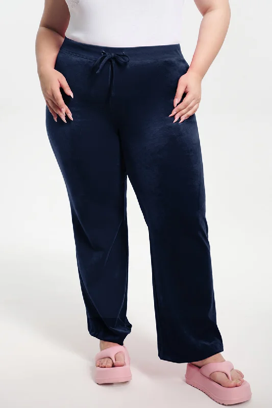 Plus-Size Classic Cotton Velour Track Pants Relaxed Women's Beachy