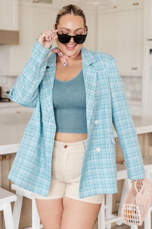 Fetch My Briefcase Plaid Blazer Stylish Women's Neon