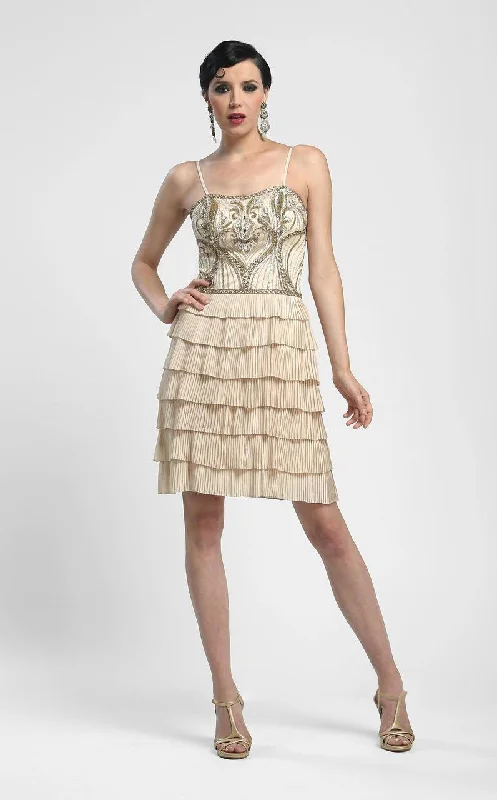Sue Wong - N4100 Sleeveless Tiered Ruffle Cocktail Dress Minimalist Women's Casual